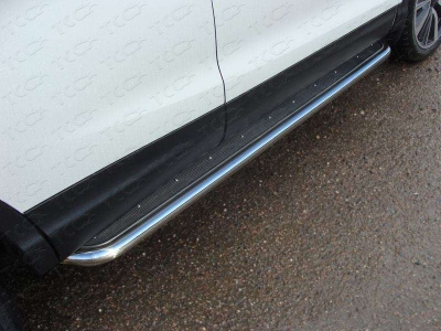 Пороги с площадкой нержавеющий лист 42 мм ТСС для Nissan Qashqai 2015-2019