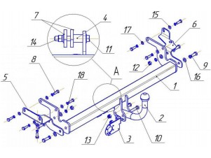 ТСУ Фаркоп Avtos на Mitsubishi Lancer IX № MI 22